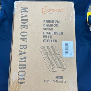 Bamboo 3in1 wrap dispenser with cutter and labels